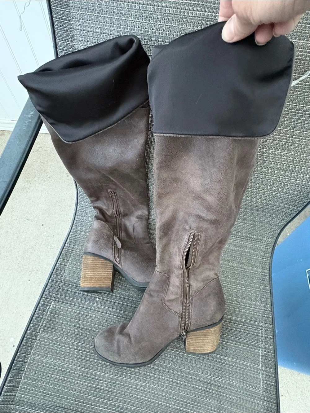 hinge Tall Suede Over-the-Knee Boots in Dark Brown